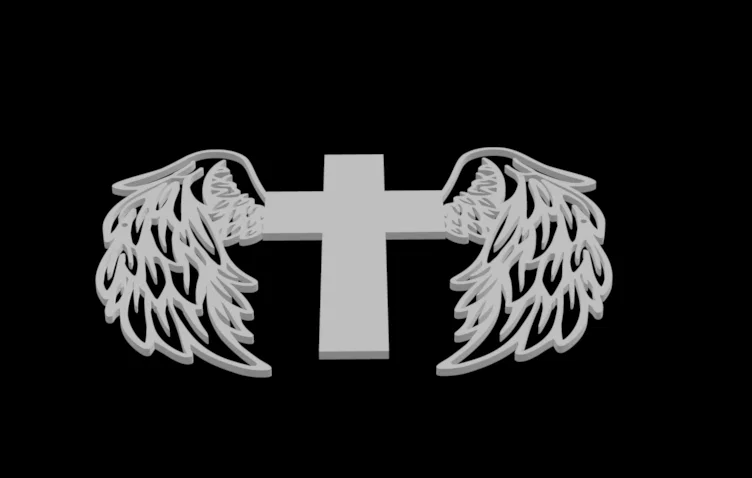 Mô hình 3D Thập tự giá gắn cánh thiên thần (Cross with wings) - Image 3