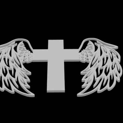 Mô hình 3D Thập tự giá gắn cánh thiên thần (Cross with wings)
