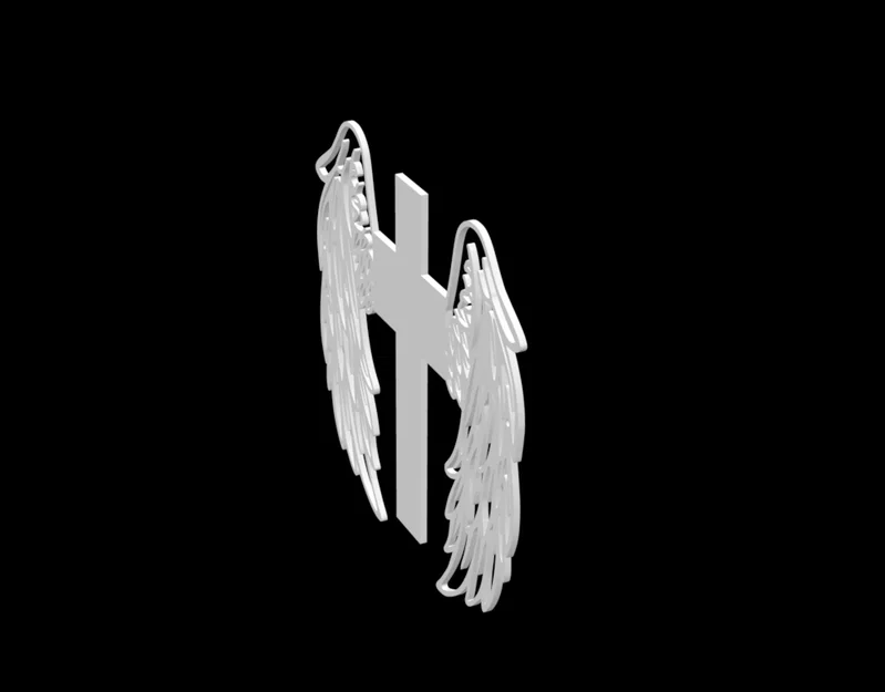 Mô hình 3D Thập tự giá gắn cánh thiên thần (Cross with wings) - Image 4