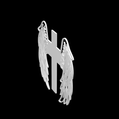 Mô hình 3D Thập tự giá gắn cánh thiên thần (Cross with wings)
