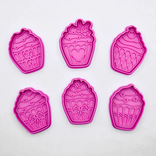 Bộ khuôn cắt bánh quy hình cupcake 3D độc đáo - Image 2