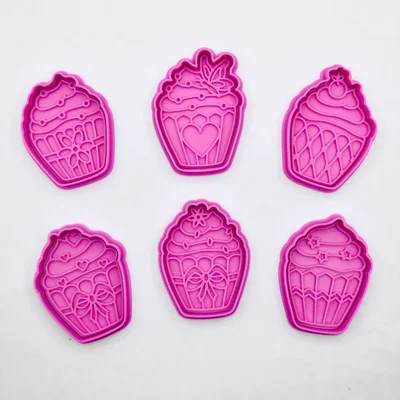 Bộ khuôn cắt bánh quy hình cupcake 3D độc đáo