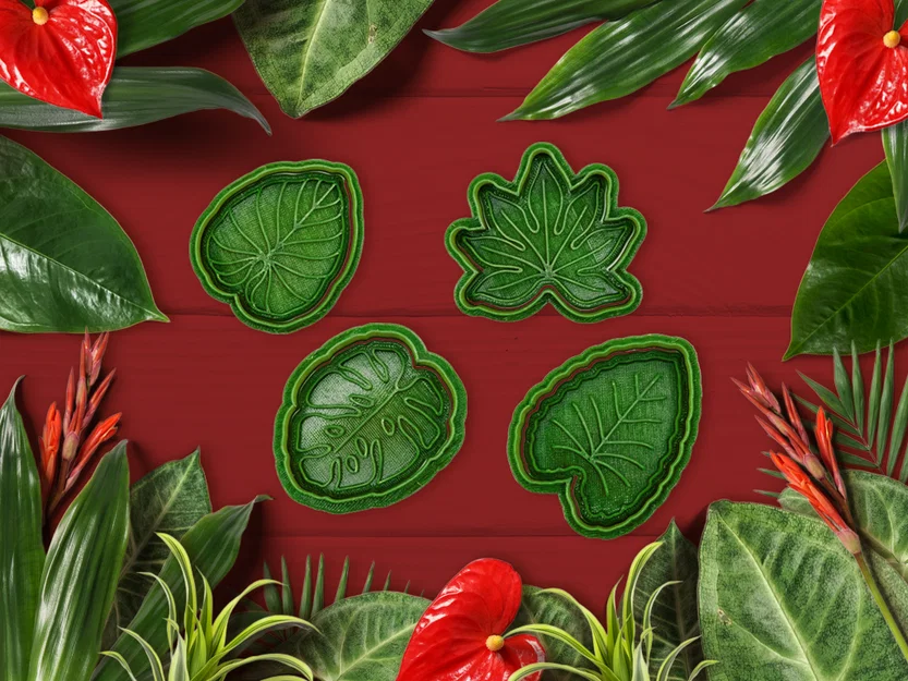 Bộ khuôn cắt bánh hình lá cây nhiệt đới in 3D (Tropical plant set) - Image 1