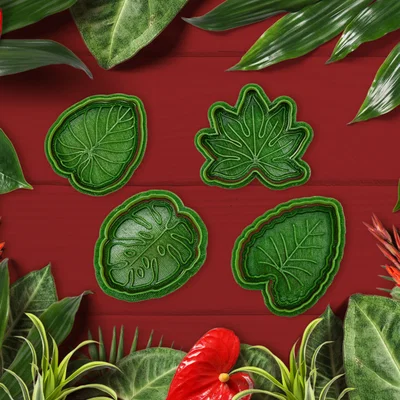 Bộ khuôn cắt bánh hình lá cây nhiệt đới in 3D (Tropical plant set)