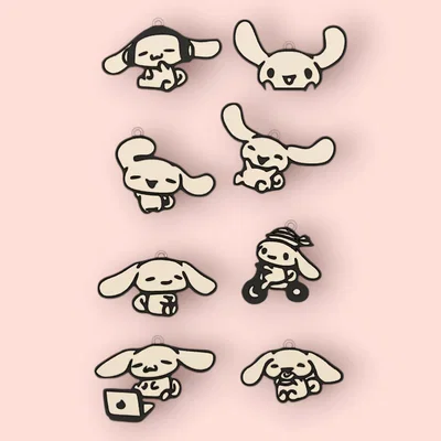 Bộ sưu tập 8 móc khóa Cinnamoroll 3D dễ thương cho fan Sanrio