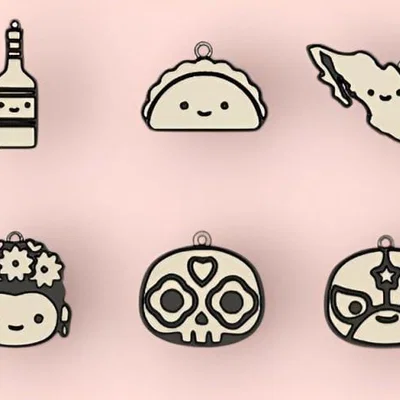 Bộ 15 Móc Khóa Văn Hóa Mexico Dễ Thương In 3D