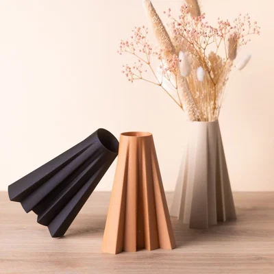 Mẫu in 3D bình hoa hiện đại trang trí không gian sống sang trọng