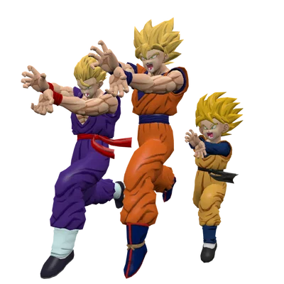 Mô hình 3D Family Kamehameha - Goku, Gohan và Goten cực chất