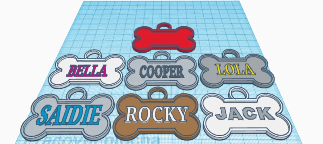 Bảng tên thú cưng hình xương (Dog Tag) - Thiết kế in 3D cá nhân hóa - Image 1