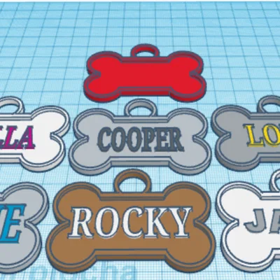 Bảng tên thú cưng hình xương (Dog Tag) - Thiết kế in 3D cá nhân hóa