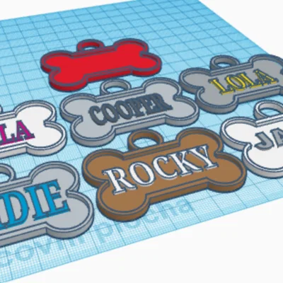 Bảng tên thú cưng hình xương (Dog Tag) - Thiết kế in 3D cá nhân hóa