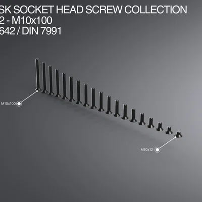 Bộ sưu tập ốc vít đầu âm M10 (M10x12-M10x100) chuẩn ISO 10642 / DIN 7991