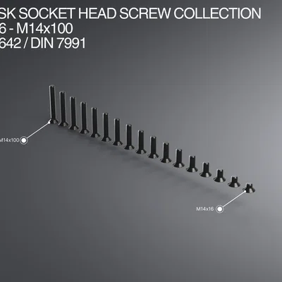 Bộ sưu tập ốc vít đầu chìm M14 (M14x16-M14x100) ISO 10642 / DIN 7991