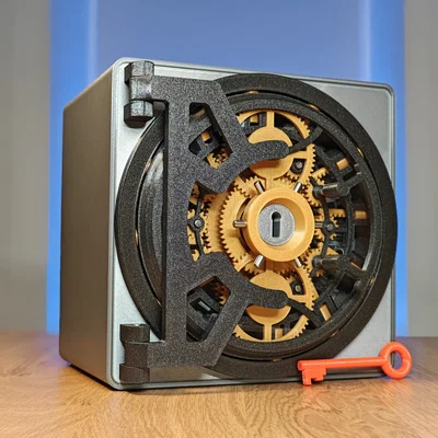 Két sắt in 3D với khóa lẫy (Vault with Lever Tumbler Lock)