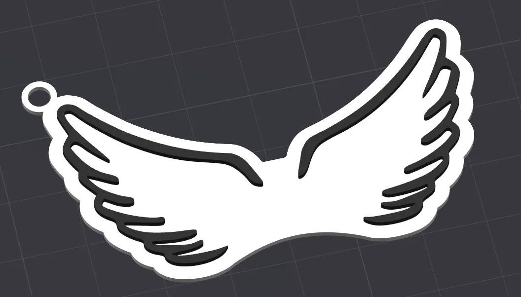 Móc khóa đôi cánh thiên thần Duki - File in 3D độc đáo - Image 1