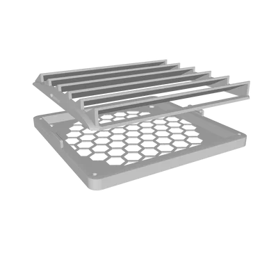 Nắp che quạt 120mm dạng thông gió gồm 2 phần