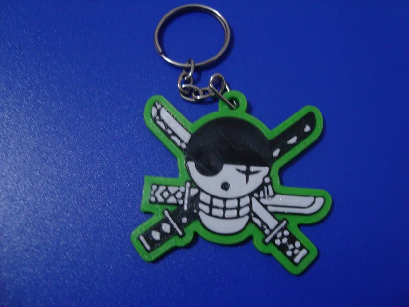 Móc khóa biểu tượng đầu lâu Zoro One Piece - Image 1