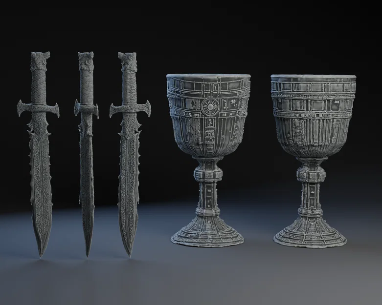 Mô hình 3D Dao Dire Wolf và Chén Star Wars cực chất - Image 1