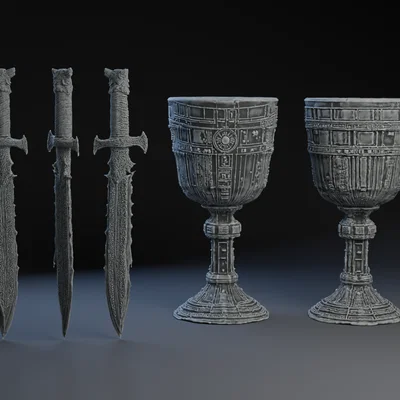 Mô hình 3D Dao Dire Wolf và Chén Star Wars cực chất