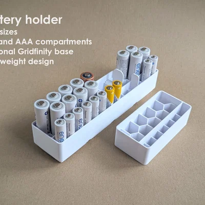 Khay đựng pin AA/AAA kèm tùy chọn đế Gridfinity