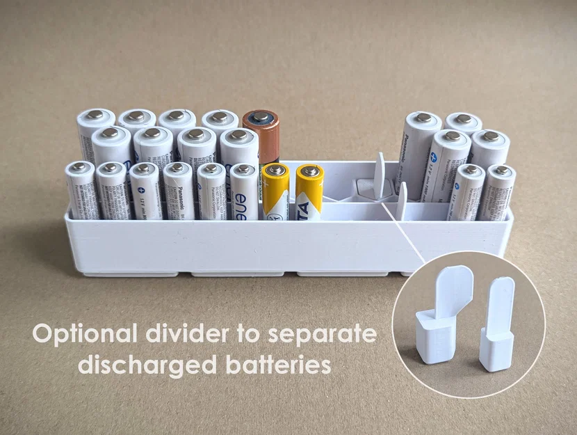 Khay đựng pin AA/AAA kèm tùy chọn đế Gridfinity - Image 2
