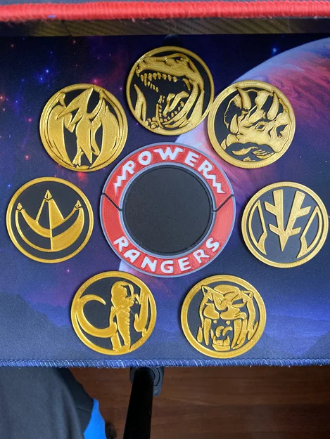 Bộ đế lót ly và huy hiệu Power Rangers (Mighty Morphin' Power Rangers) - Image 2