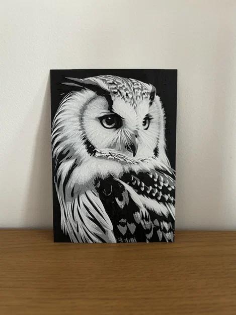 Hueforge Owl (Cú mèo) – Dễ in, đổi màu PLA - Image 1