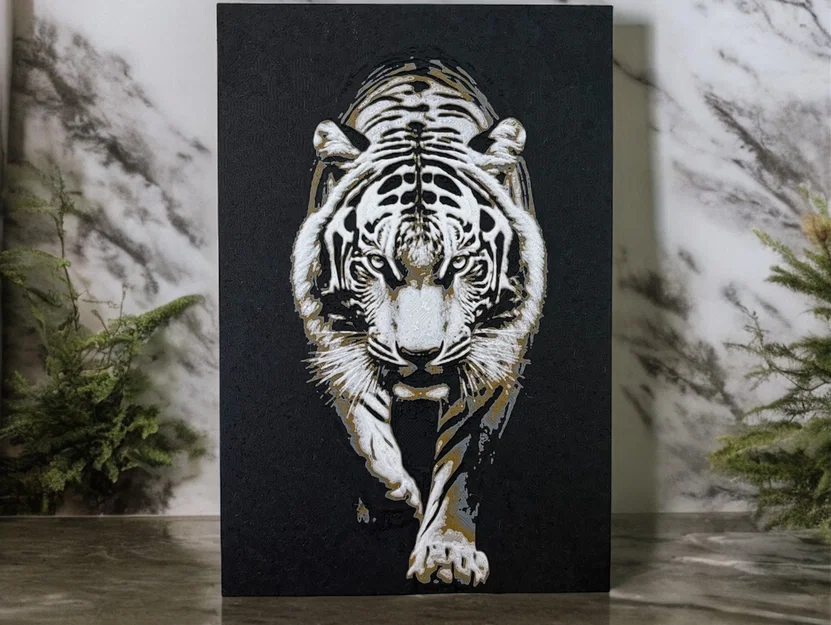 Hueforge Tiger – Tranh treo tường Hueforge con hổ - Image 1