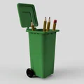 Ống cắm bút thùng rác có bánh xe (Wheelie bin pen pot) - Thumbnail 2