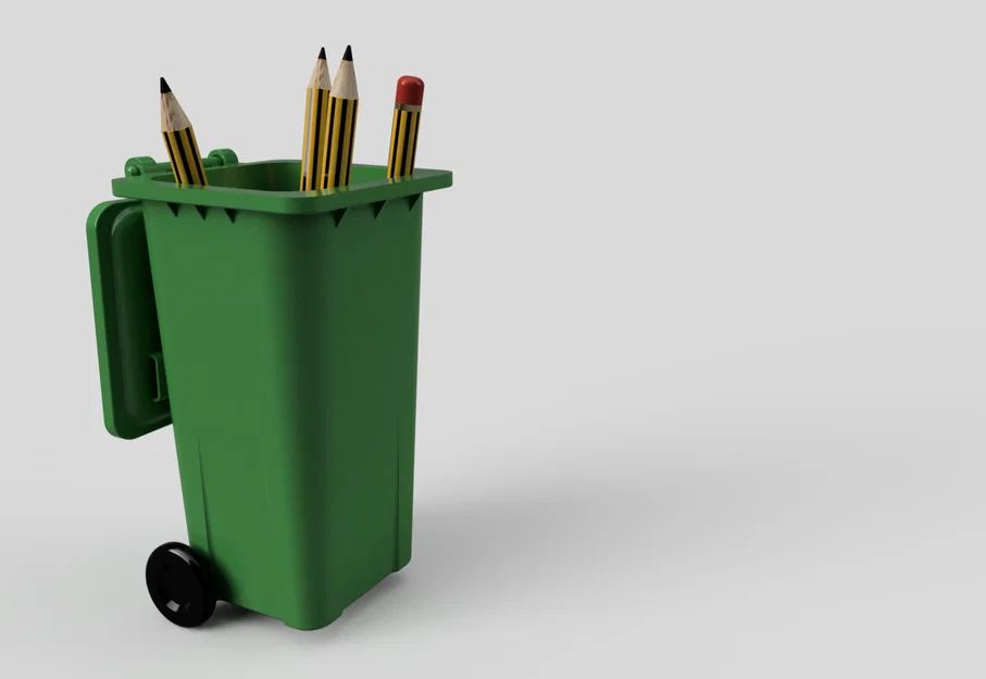 Ống cắm bút thùng rác có bánh xe (Wheelie bin pen pot) - Image 4