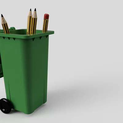 Ống cắm bút thùng rác có bánh xe (Wheelie bin pen pot)