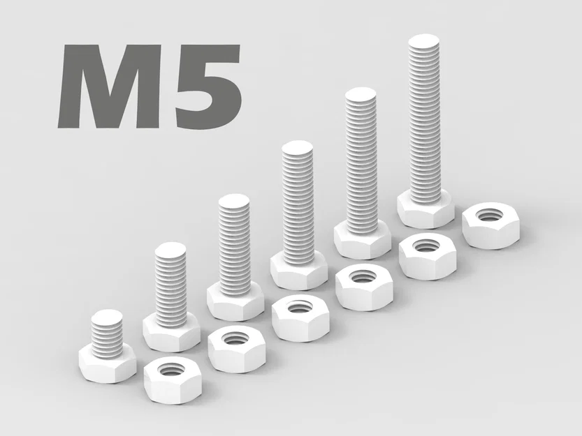 Bộ Bu Lông và Đai Ốc M5 Đa Dạng Kích Thước - In 3D Chính Xác - Image 1