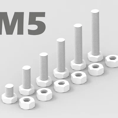 Bộ Bu Lông và Đai Ốc M5 Đa Dạng Kích Thước - In 3D Chính Xác