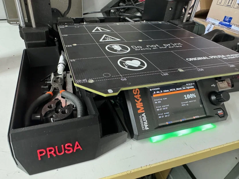 Bản mới: Prusa MK4s Side Bin có khe print sheet + khe USB, bản ngắn cho build plate - Image 3