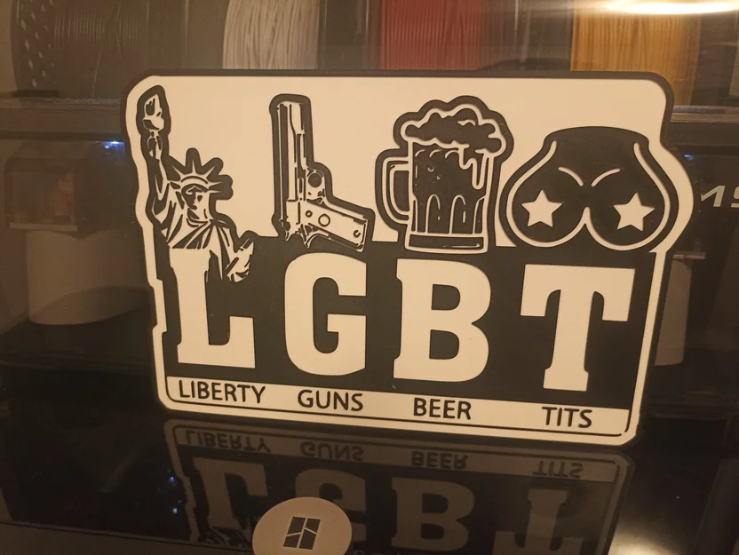 Bảng trang trí LGBT hài hước (Liberty, Guns, Beer, Tits) - In 3D - Image 2