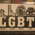 Bảng trang trí LGBT hài hước (Liberty, Guns, Beer, Tits) - In 3D - Thumbnail 3