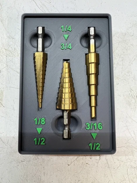 Khay Gridfinity giữ Step Drill Harbor Freight có nam châm - Image 1