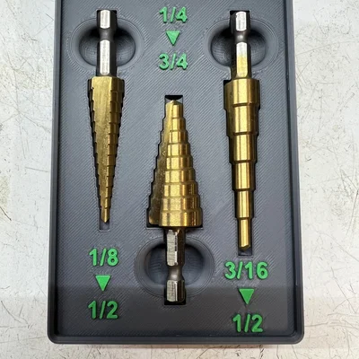 Khay Gridfinity giữ Step Drill Harbor Freight có nam châm