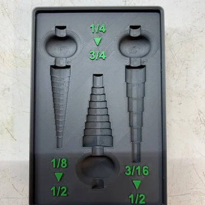 Khay Gridfinity giữ Step Drill Harbor Freight có nam châm