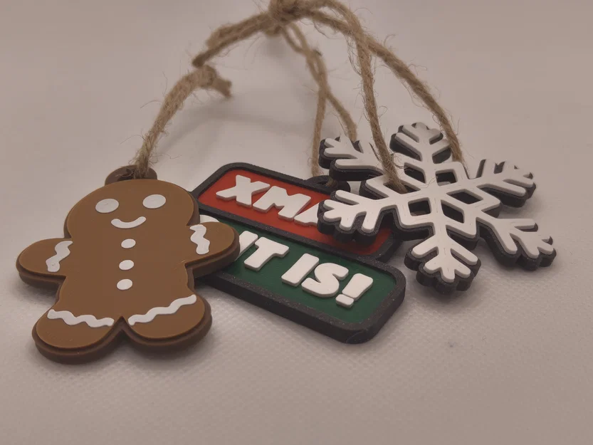 Bộ trang trí/móc khóa Giáng Sinh - bông tuyết, người bánh gừng & chữ xmas - Image 3