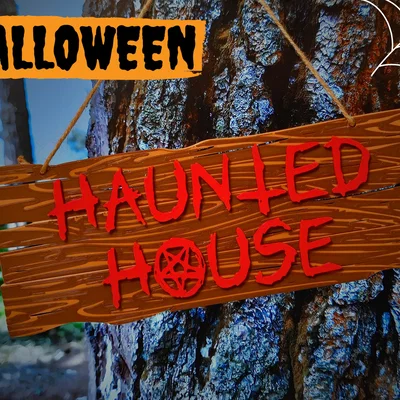 Bảng hiệu Ngôi Nhà Ma Halloween (Halloween Haunted House Sign)