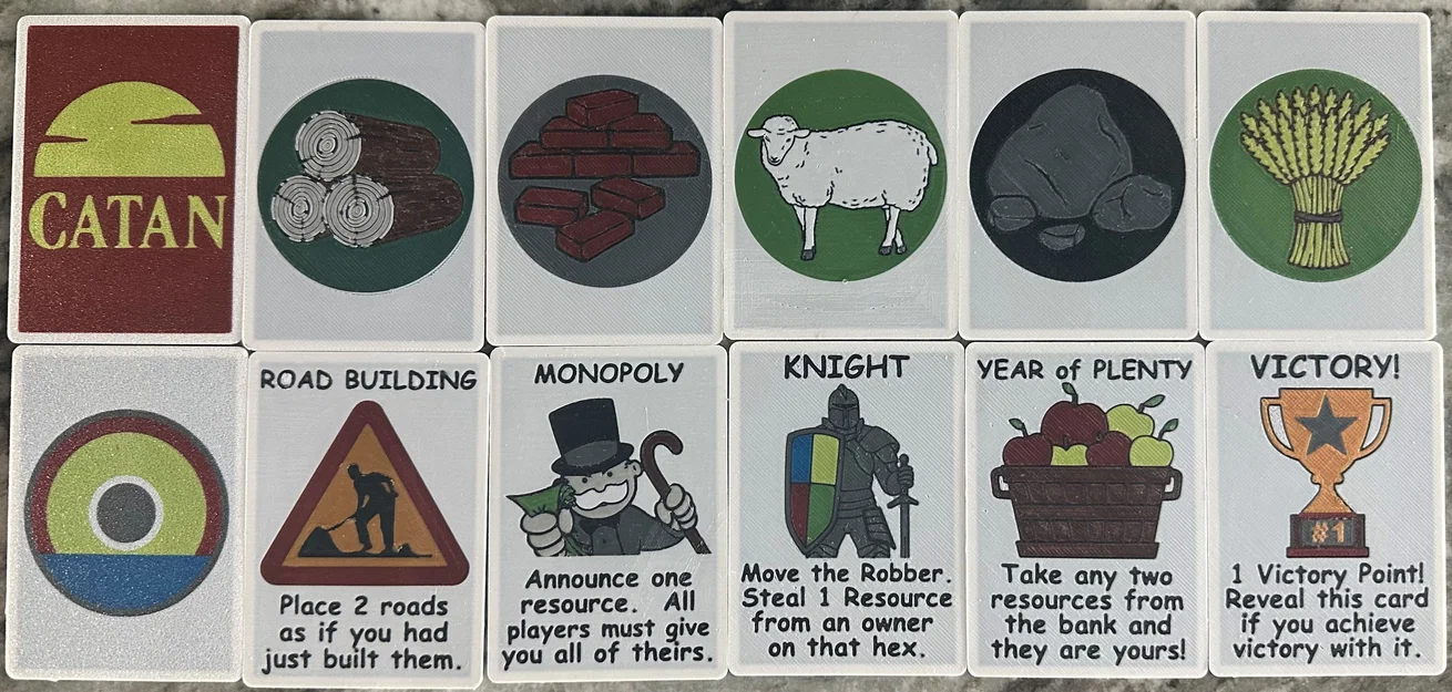 Bộ Thẻ Bài Settlers of Catan (Resource & Development Cards) In 3D - Image 1