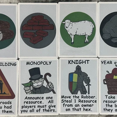 Bộ Thẻ Bài Settlers of Catan (Resource & Development Cards) In 3D