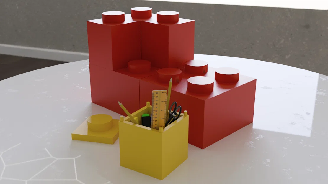 Lego School Box – Hộp đựng văn phòng phẩm & lưu trữ kiểu LEGO - Image 2