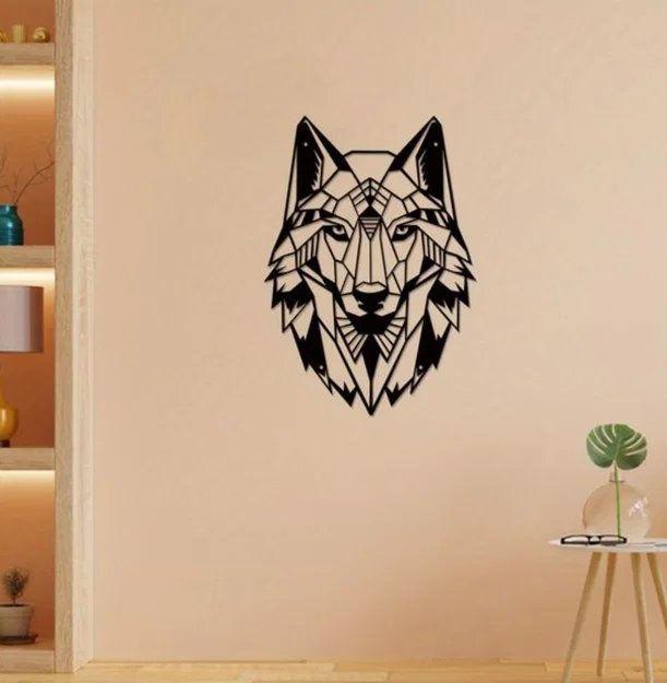 Mô hình trang trí tường đầu sói 3D phong cách hình học độc đáo - Image 1
