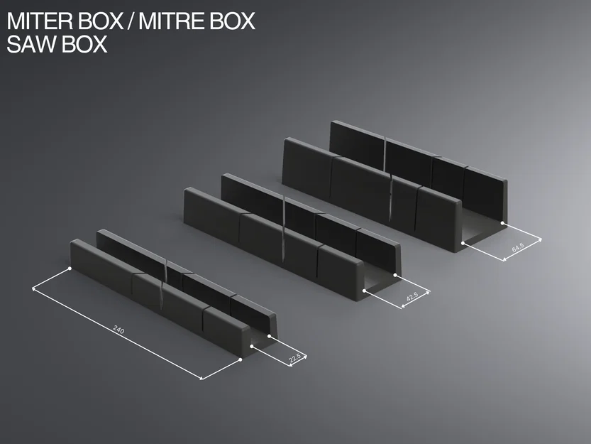 Bộ Hộp Cắt Góc Miter Box 3 Kích Thước In 3D Đa Năng - Image 1