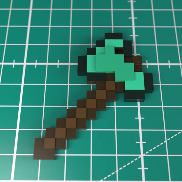 Móc khóa rìu Minecraft in 3D - Phụ kiện pixel độc đáo cho game thủ - Image 1