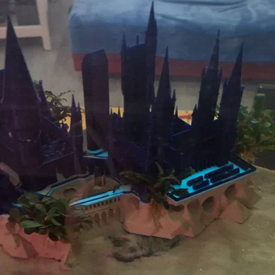 Mô hình lâu đài Hogwarts 3D trang trí bể cá cực đẹp và độc đáo