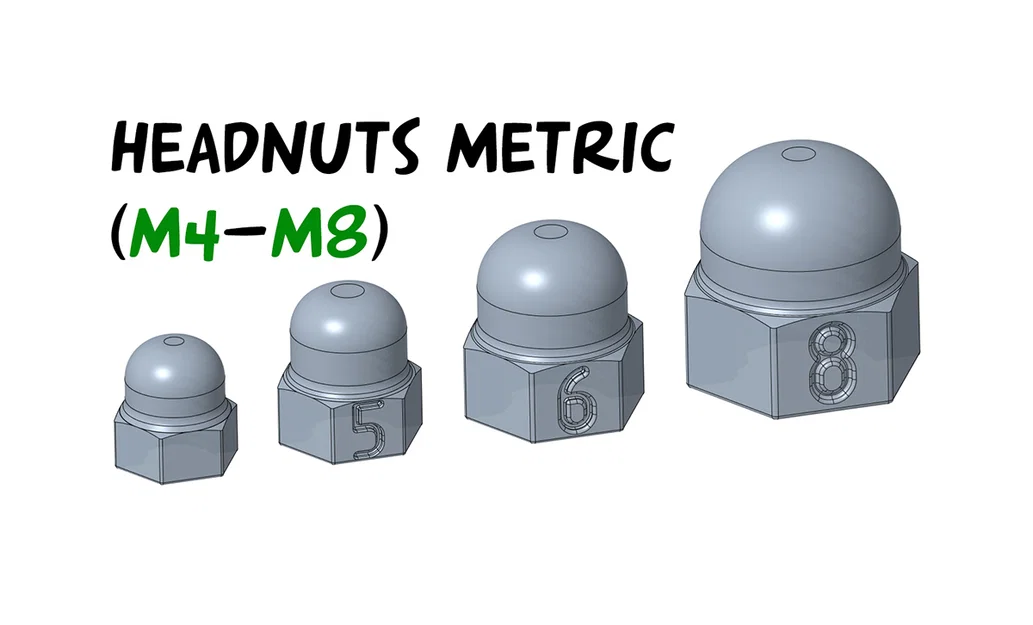 Đai ốc chụp (Headnuts) hệ metric M4 M5 M6 M8 (DIN 1587) - Image 1