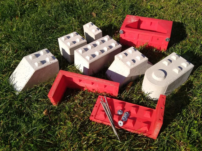 Khuôn đúc block bê tông khóa liên kết tỉ lệ (scale interlocking concrete block form) - Image 1
